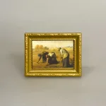 Miniature Maleri Akserskerne, bondekoner, bønder, akssamlere, høst, motiv, mini, maleri, kunstværk, dukkehus,