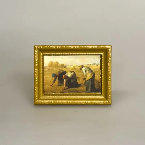 Miniature Maleri Akserskerne, bondekoner, bønder, akssamlere, høst, motiv, mini, maleri, kunstværk, dukkehus,