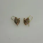 Bronze Vikinge Ørehængere - Fenris Ulvehoveder, ulv, ulvehoved, fenrisulven, bvikingesmykker, vikinge, øreringe, hænge, guld, bronze, ægte, dyr, mytologi, aser, symbol, styrke, amulet, dansk, fund, museumssmykker, totem, biti, ribe, udgravninger, original, fund, 234-10