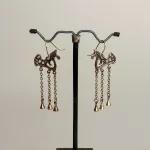 Bronze Vikingeøreringe - Odins Hest Sleipner Kæder, 239-5, lange, bronze, gylden, kobber, Odins Hest Sleipner Flet, hest, slejpner, sleipner, sleipnir, odins, otte ben, ottebenet, hurtig, magisk, vikingesmykker, vikinge, vikingeøreringe, keltisk flet, runde, gyldne, bronze, fund, kopi, ægte, original, fabeldyr, aser, asatro, mytologi, gamle, guder, danmark, dansk, danefæ, biti, ribe,