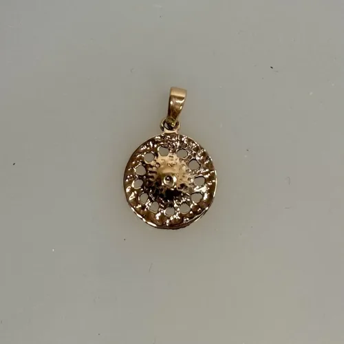 Bronze Vikingevedhæng - Solhjul, solhjulet, årets, måneder, vikinger, v 'ikingesmykker, vikinger, symbol, smykke, museumssmykke, vedhæng, gylden, bronze, messing, kobber, ægte, original, fund, udgravninger, ribe, vikingetiden, biti, ribe, dansk, danmark, danefæ, 355-10,
