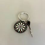 Nøglering - Dartskive og Dartpil, dart, spil, værtshus, mtm, 383-01, bullseye, vinder, gave, gaveide, personlig, symbolsk, efterløn, brunt, biti, ribe,