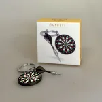 Nøglering - Dartskive og Dartpil, dart, spil, værtshus, mtm, 383-01, bullseye, vinder, gave, gaveide, personlig, symbolsk, efterløn, brunt, biti, ribe,