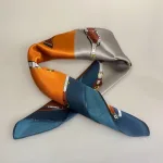 Silketørklæde Bandana Brun Grå Orange med Seletøj, variabelt, fire i en, petrol, orange, brun, grå, nobelt, lady like, elegant, lækkert, heste, hestesko, seletøj, vuitton, chanel, gucci, elegant, ladylike, grønt, gult, limegrønt, lyst, lækkert, kvalitet, ren, silke, lille, kvadratisk, bandana, nicki, firkantet, charmeklud, flot, gave, gaveide, biti, ribe, silketørklæde, ren, ægte, silke, silkesatin, fed, luksus, luksuriøst, i halsen, halsklud, taske, bandoliere, charmeklud, moderne, hip, new in, efterår, farver, smart, biti, ribe, dior, hermes,