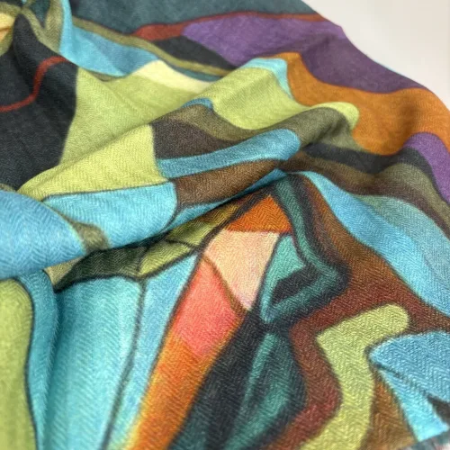 Tørklæde Let Vævet Merino - Mosaik, klare, mættede, farver, raven, merinould, blødt, let, tyndt, lunt, klassisk, lækkert, kvalitet, vævet, tryk, mønster, elegant, lady, eksklusivt, rund, fødselsdag, efterår, vinter, acvessoires, tilbehør, stola, sjal, uldent, ren, naturmateriale, high end, moderne, smukt, design, kunst, biti, ribe, fødselsdagsgave, jubilæum, gaveide, svigermor, mor, ældre, smart,