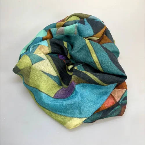 Tørklæde Let Vævet Merino - Mosaik, klare, mættede, farver, raven, merinould, blødt, let, tyndt, lunt, klassisk, lækkert, kvalitet, vævet, tryk, mønster, elegant, lady, eksklusivt, rund, fødselsdag, efterår, vinter, acvessoires, tilbehør, stola, sjal, uldent, ren, naturmateriale, high end, moderne, smukt, design, kunst, biti, ribe, fødselsdagsgave, jubilæum, gaveide, svigermor, mor, ældre, smart,