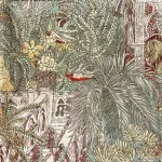 Bandana Tørklæde Uld og Silke - Hidden Palace, urskov, jungle, skjult, forsvunden, by, rige, glemt, pallads, slot, magisk, elegant, chic, smart, moderne, merino, uld, twill, twillvævet, silke, luksus, kraftigt, lunt, blødt, efterår,, vinter, forår, halsen, charmeklud, bandeaux, lille, chic, vendbart, dobbelt, vævet, håndrullede, kanter, lækker, kvalitet, smart, moderne, luksus, elegant, poetisk, smukt, blå, toner, harmonisk, eventyrligt, silkebandana, lille, firkantet, kvadratisk, løver, heste, traner, svaner, skildpadder, elefanter, safari, bjerg, afrika, flod, skabelsen, noas ark, hulemaleri, kunst, livets gang, dyreflokke, dyreliv, musik, hymne, hyldest, palmer, frodigt, gave, gaveide, antropolog, antropologi, biti, ribe
