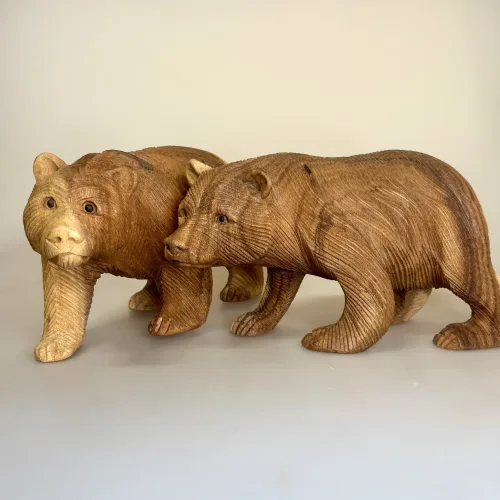 Bjørn - Håndskåret Træ - Stor, 25 cm, BW-25, RA-BW-25, brun bjørn, ursus, bamsefar, bjørnen bjørn, guldlok og de tre bjørne, ursus arctos, ursidae