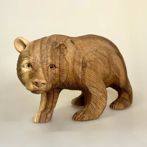 Bjørn - Håndskåret Træ - Stor, 25 cm, BW-25, RA-BW-25, brun bjørn, ursus, bamsefar, bjørnen bjørn, guldlok og de tre bjørne, ursus arctos, ursidae