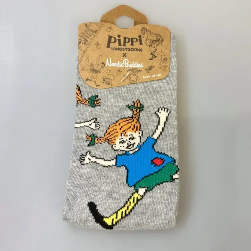 Strømper Pippi Langstrømpe - Grå, lysegrå, melange, hopla, PIPPI17M damestrømper, dame, pige, drenge, festlige, pippi, ting, assesoires, accessoires, sokker, strømper, bomuld, bomuldsstrømper, bomuldssokker, sjove, motiv, kulørte, farverige, humoristiske, pippisokker, pippistrømper, økologisk, holdbare, gave, gaveide, pippi fan, sstærk, sej, forbillede, konfirmationsgave, konfirmand, gaveide, gave, biti, ribe, astrid lindgren, pippiting, nordic boddies
