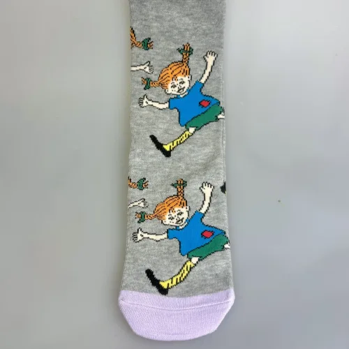 Strømper Pippi Langstrømpe - Grå, lysegrå, melange, hopla, PIPPI17M damestrømper, dame, pige, drenge, festlige, pippi, ting, assesoires, accessoires, sokker, strømper, bomuld, bomuldsstrømper, bomuldssokker, sjove, motiv, kulørte, farverige, humoristiske, pippisokker, pippistrømper, økologisk, holdbare, gave, gaveide, pippi fan, sstærk, sej, forbillede, konfirmationsgave, konfirmand, gaveide, gave, biti, ribe, astrid lindgren, pippiting, nordic boddies