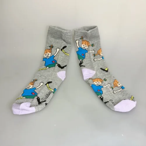 Strømper Pippi Langstrømpe - Grå, lysegrå, melange, hopla, PIPPI17M damestrømper, dame, pige, drenge, festlige, pippi, ting, assesoires, accessoires, sokker, strømper, bomuld, bomuldsstrømper, bomuldssokker, sjove, motiv, kulørte, farverige, humoristiske, pippisokker, pippistrømper, økologisk, holdbare, gave, gaveide, pippi fan, sstærk, sej, forbillede, konfirmationsgave, konfirmand, gaveide, gave, biti, ribe, astrid lindgren, pippiting, nordic boddies