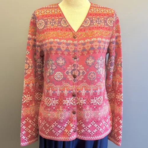 Dunque Fintstrikket Cardigan - Bomuld Rosenrød, rosa, hindbær, bærfarver, beere, bunt, dunque, bomuldsstrik, kradser ikke, blød, lækker, holdbar, kvalitet, frisk, flot, klædelig, dunque, biti, ribe, bomulds, økologisk, bio, gotts, bæredygtig, miljø, rigtig, bevidst