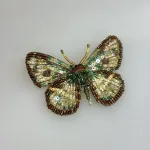 Håndlavet Broche Grønvinget Sommerfugl, four spot sailor butterfly, TL-B-947, mexicansk matros, fir plettet, matros sommerfugl, grøn, lille, sommerfugl, sommerfuglebroche, dæmpede, farver, varme, smuk, kunstværk, kunst, trovelore, særlig, unik, broderi, broderist, broedribe, ribe, biti, smykke, broche, sommerfugl, sommerfuglebroche, sommerfuglesmykke, gave, gaveide, jubilæum, rund, fødselsdag, eksklusiv,