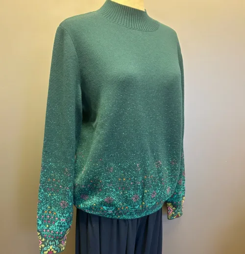 Ivko Pullover - Azulejo Fade Petrol, 262731, tricot, fintstrikket, højhalset, rullekrave, turtleneck, rummelig, klædelig, smart, særlig, kradser ikke, bæredygtig, holdbar, naturmaterialer, åndbar, temperaturregulerende, ikke for varm, lun, strik, striktrøje, damestrik, strikbluse, strikket, sweater, vinter, efterår, helårs, forår, dametrøje, gave, gaveide, kvaltet, lækker, flot, julegave, efterårsstrik, biti, ribe