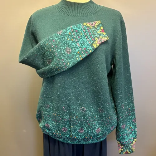 Ivko Pullover - Azulejo Fade Petrol, 262731, tricot, fintstrikket, højhalset, rullekrave, turtleneck, rummelig, klædelig, smart, særlig, kradser ikke, bæredygtig, holdbar, naturmaterialer, åndbar, temperaturregulerende, ikke for varm, lun, strik, striktrøje, damestrik, strikbluse, strikket, sweater, vinter, efterår, helårs, forår, dametrøje, gave, gaveide, kvaltet, lækker, flot, julegave, efterårsstrik, biti, ribe