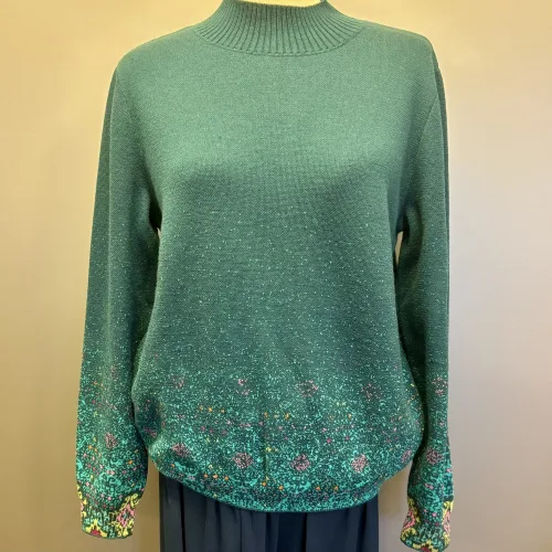 Ivko Pullover - Azulejo Fade Petrol, 262731, tricot, fintstrikket, højhalset, rullekrave, turtleneck, rummelig, klædelig, smart, særlig, kradser ikke, bæredygtig, holdbar, naturmaterialer, åndbar, temperaturregulerende, ikke for varm, lun, strik, striktrøje, damestrik, strikbluse, strikket, sweater, vinter, efterår, helårs, forår, dametrøje, gave, gaveide, kvaltet, lækker, flot, julegave, efterårsstrik, biti, ribe
