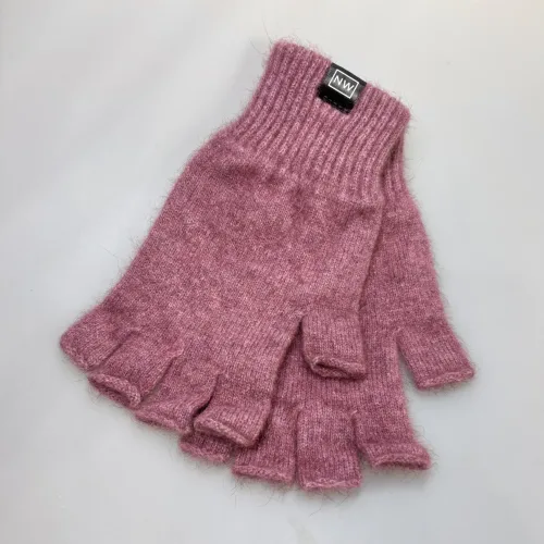 Strikkede Vanter med Åbne Fingre Possum - Mauve, syren, rosa, lilla, lyslilla, gammelrosa, rosenrød, possum, opossum, merino, silke, wild, new zealand, muffedisser, pulsvarmere, korte, indendørs, åbne fingre, mobilhandsker, mobilvanter, lækre, luksus, lyseblå, jeansblå, smarte, kvalitet, bæredygtig, miljø, holdbare, naturlige, biti, ribe, vanter, fingerhandsker, fingerfri,