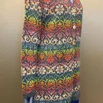 Alpaka Cardigan Lang - Catherine Jeans Multi, lang, long, firgur, timeglas, klædelig, smart, smuk, særlig, lama, uld, alpaca, alpakastrik, strik, damestrik, knapper, v-hals, v-udskæring, blomster, regnbue, rainbow, farveglad, farverig, floral, ikat, farveforløb, fintstrikket, lærke bakker, strikkedesign, design, alpakastrik, alpakatrøje, striktrøje, strikjakke, varm, blød, ren, natur, materialer, bæredygtig, holdbar, miljø, biti, ribe,